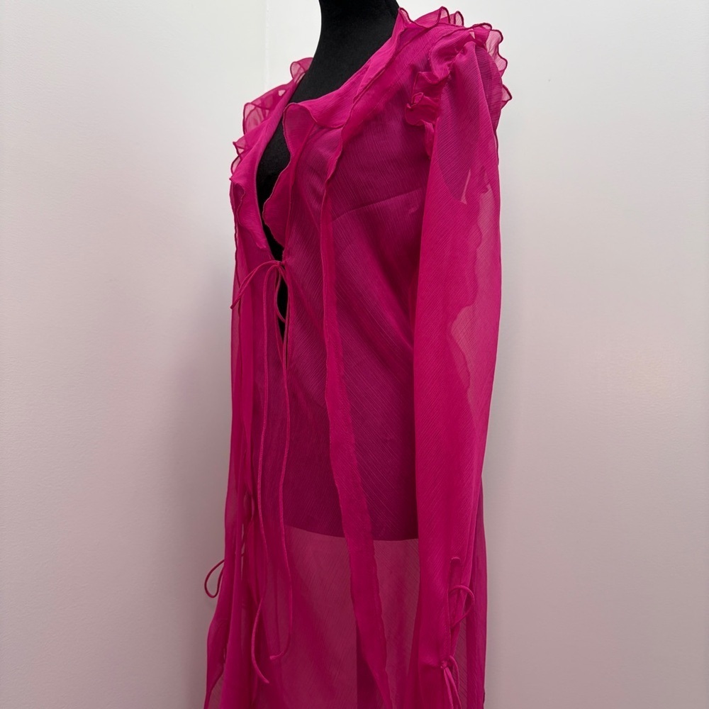 Rat & Boa- FARRETTI DRESS PINK Size Large Sheer Beach Cover Up - Picture 9 of 15